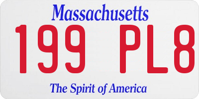 MA license plate 199PL8