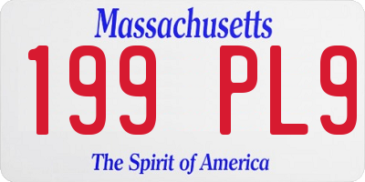 MA license plate 199PL9