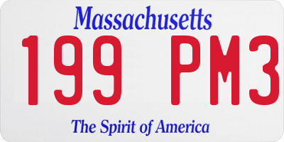 MA license plate 199PM3