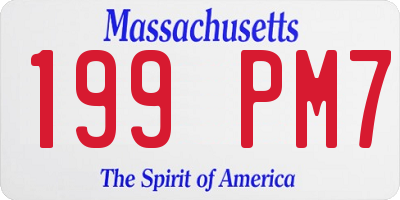 MA license plate 199PM7