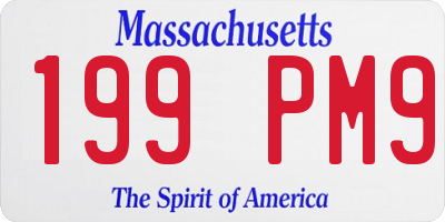 MA license plate 199PM9