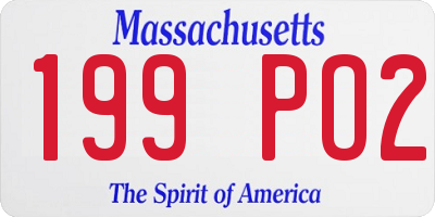 MA license plate 199PO2