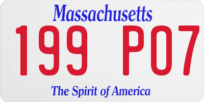 MA license plate 199PO7