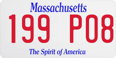 MA license plate 199PO8