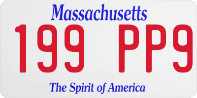 MA license plate 199PP9