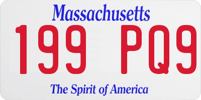 MA license plate 199PQ9