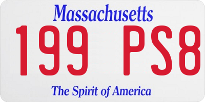 MA license plate 199PS8