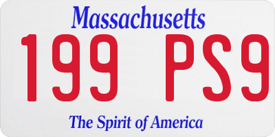 MA license plate 199PS9