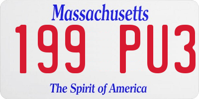 MA license plate 199PU3