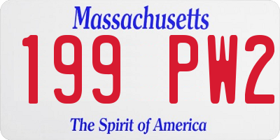 MA license plate 199PW2