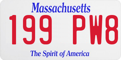 MA license plate 199PW8