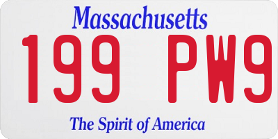 MA license plate 199PW9