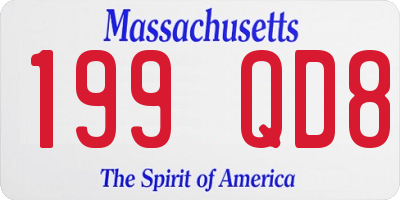 MA license plate 199QD8