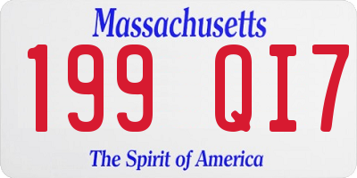 MA license plate 199QI7