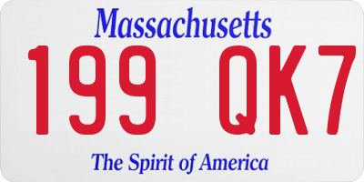 MA license plate 199QK7