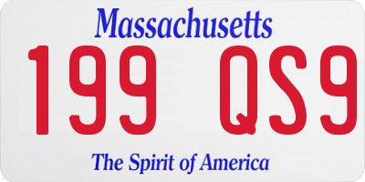 MA license plate 199QS9
