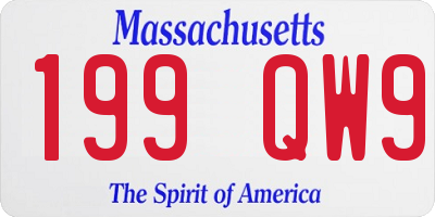 MA license plate 199QW9