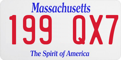 MA license plate 199QX7