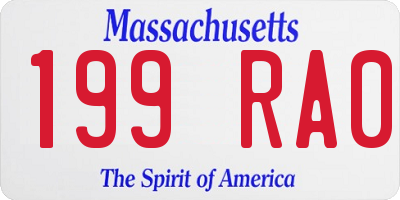 MA license plate 199RA0
