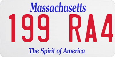 MA license plate 199RA4