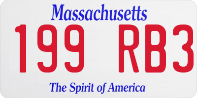 MA license plate 199RB3