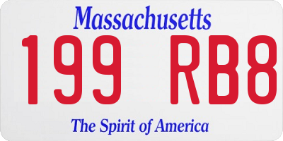 MA license plate 199RB8