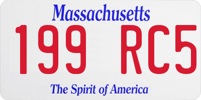 MA license plate 199RC5