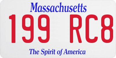 MA license plate 199RC8
