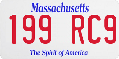 MA license plate 199RC9