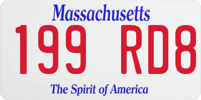 MA license plate 199RD8