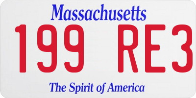 MA license plate 199RE3