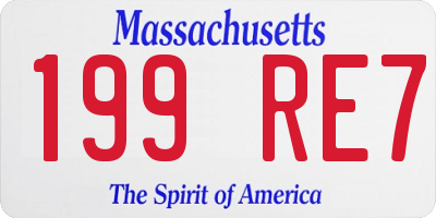 MA license plate 199RE7