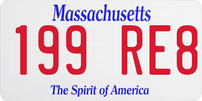 MA license plate 199RE8