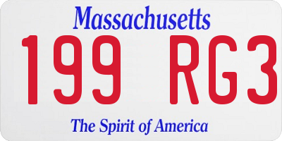 MA license plate 199RG3