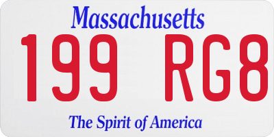 MA license plate 199RG8