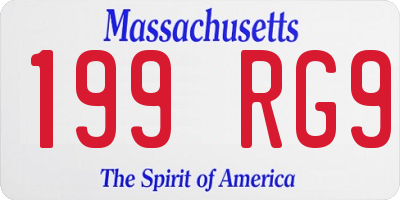 MA license plate 199RG9