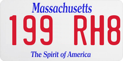 MA license plate 199RH8