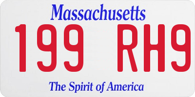MA license plate 199RH9