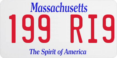 MA license plate 199RI9