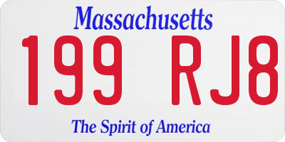 MA license plate 199RJ8