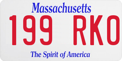 MA license plate 199RK0