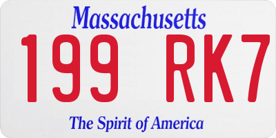 MA license plate 199RK7