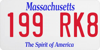 MA license plate 199RK8