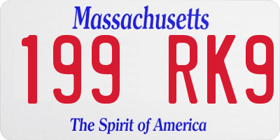 MA license plate 199RK9