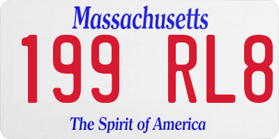 MA license plate 199RL8
