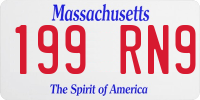 MA license plate 199RN9