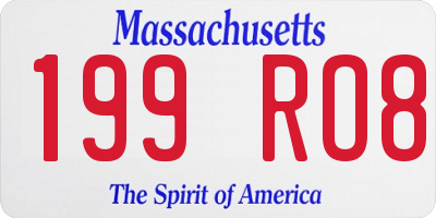 MA license plate 199RO8