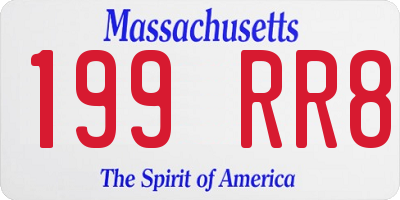 MA license plate 199RR8