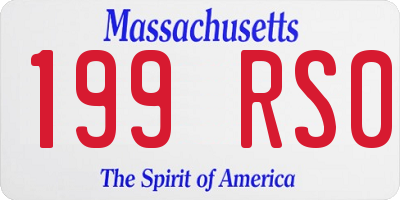 MA license plate 199RS0