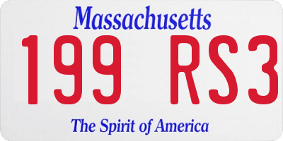 MA license plate 199RS3
